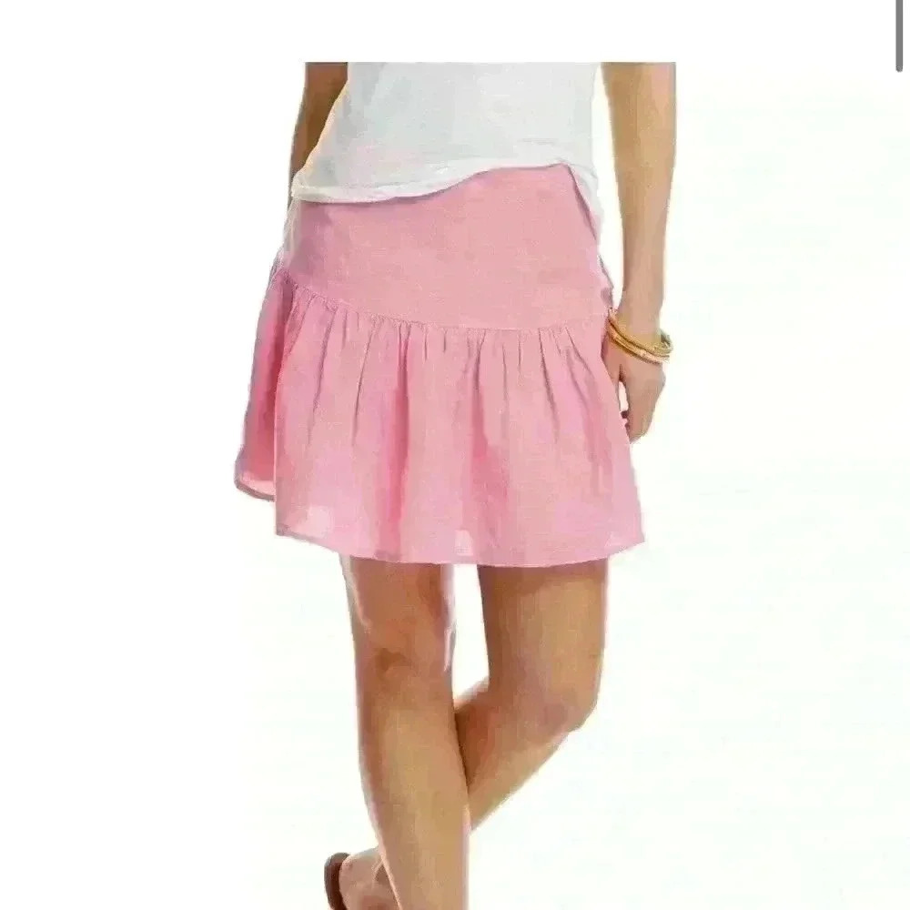 Vineyard Vines woman's side zip linen skirt size 6 pink. NWT